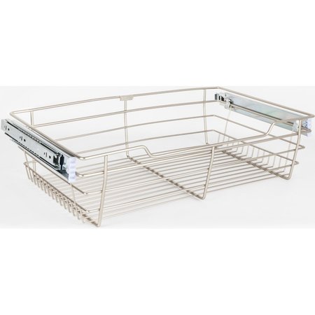 HARDWARE RESOURCES Satin Nickel Closet Pullout Basket with Slides 16"Dx29"Wx6"H POB1-16296SN